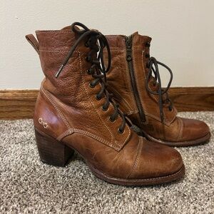 Bed Stu Tan Leather Lace-Up Boots